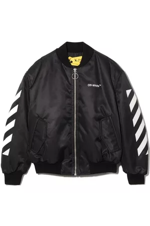 OFF-WHITE Boys Bomber Jackets - Diagonal stripes zipped bomber jacket