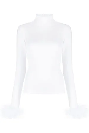 Atu Body Couture Feather-cuffs roll-neck top