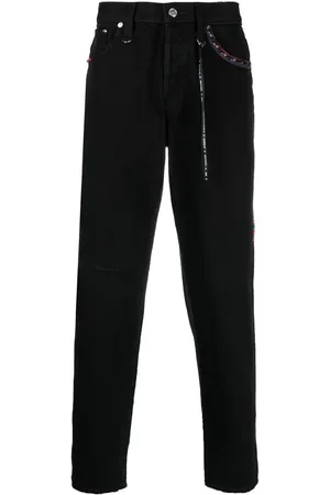 MASTERMIND Logo-embroidered ankle-zip jeans