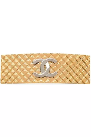CHANEL 1998 CC diamond-quilted hair slide