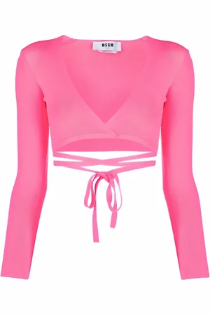 Msgm Lace-up cropped top