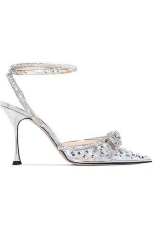 Mach & Mach Double Bow 100mm crystal-embellished pumps