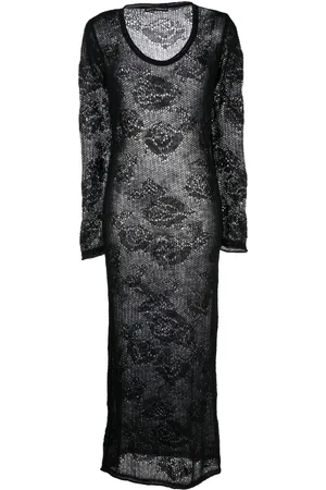 Marco Rambaldi Open-knit long-sleeve dress