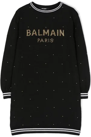 Balmain Intarsia-logo knitted dress