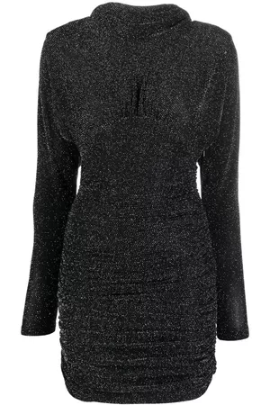 Saint Laurent Glittery draped-back mini dress