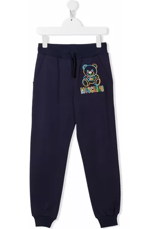 Moschino Embroidered-logo tapered trousers