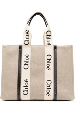 Chloé Large Woody linen tote bag