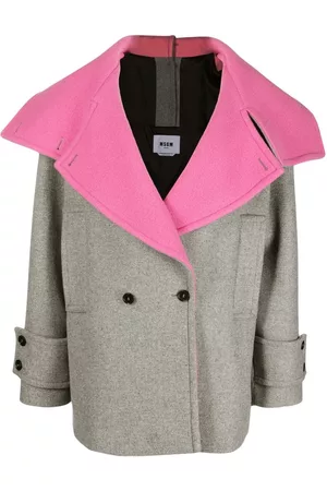 Msgm Contrasting-collar double-breasted coat