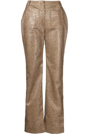 REJINA PYO Ellis snakeskin-effect straight trousers