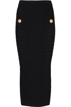 Balmain Ribbed-knit pencil skirt