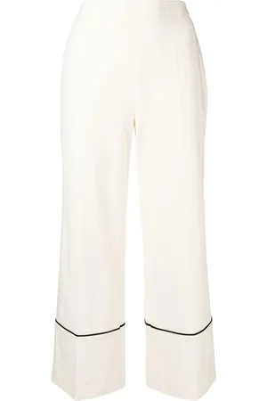 GOODIOUS Cropped piped-hem trousers
