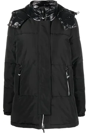 EA7 Contrast-panel hooded padded jacket