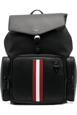 Bally Stripe-trim leather backpack