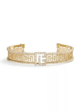 Balmain 18kt yellow Labyrinth frieze pave diamond cuff