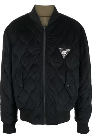 VERSACE Logo-patch quilted bomber jacket