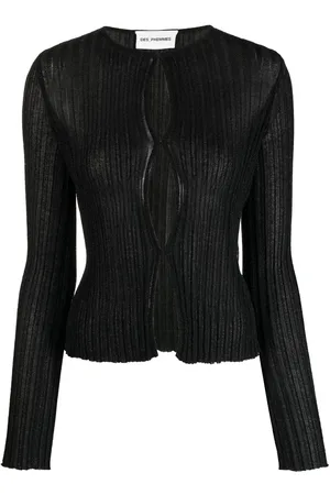 Des Phemmes Ribbed-knit open-fasten top