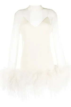 ‎Taller Marmo‎ Gina Spirito feather-trim minidress