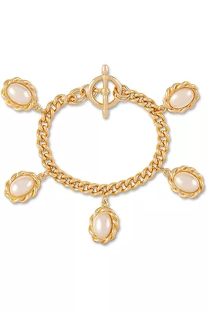 Susan Caplan 1990s faux pearl charm bracelet