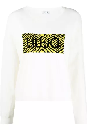 Liu Jo Crystal-logo zebra-print jumper