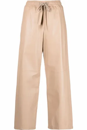 LORENA ANTONIAZZI Drawstring-waist leather trousers