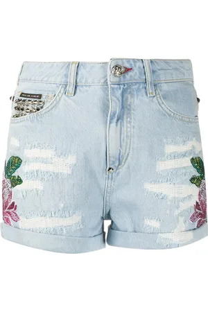 Philipp Plein Embroidered denim shorts