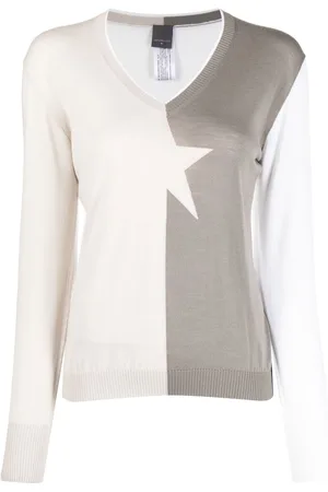 LORENA ANTONIAZZI Two-tone star knit jumper