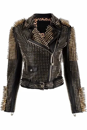 Philipp Plein Studded leather biker jacket