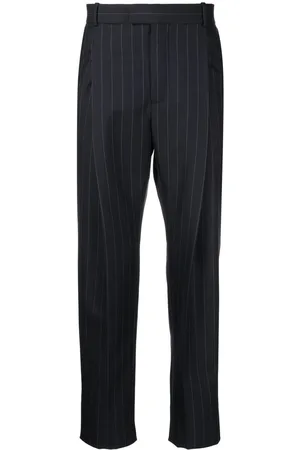 Alexander McQueen Pinstripe pleat-detail tailored trousers