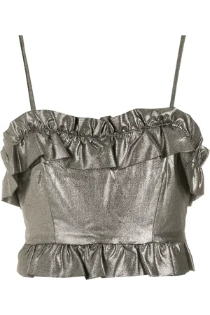 Olympiah Ruffle-trim foil top