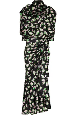 Natasha Zinko Pixel flower-print draped maxi dress
