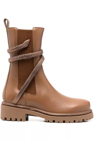 RENE CAOVILLA Cleo crystal-embellished combat boots