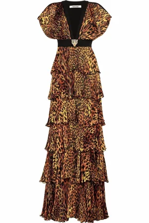 Roberto Cavalli Leopard-print long evening dress