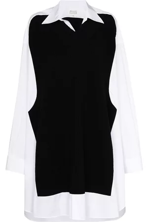 Maison Margiela Spliced knit-detail shirtdress