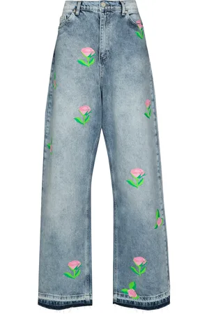 Natasha Zinko Rose-print wide-leg jeans