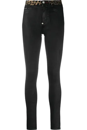 Philipp Plein Leopard-trimmed skinny jeans