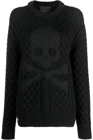 Philipp Plein Embossed skull wool jumper