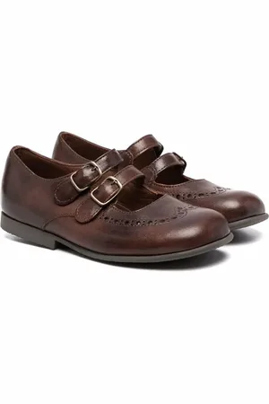 PèPè Buckle-fastening leather ballerina shoes