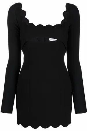 Saint Laurent Scallop-trim fitted minidress