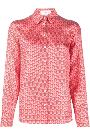 Salvatore Ferragamo Gancini-print silk blouse