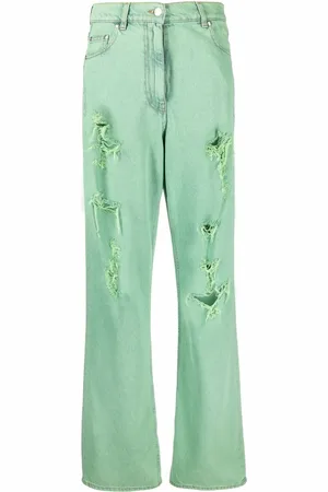 Msgm Embroidered-logo distressed-effect jeans