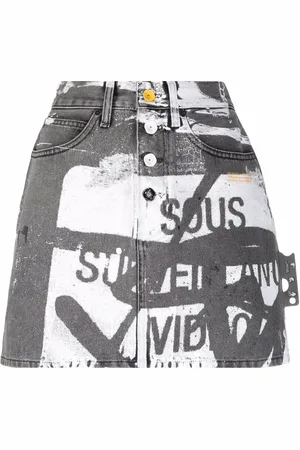 OFF-WHITE Graphic text-print denim miniskirt