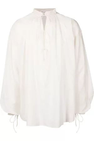 Saint Laurent Puff-sleeve sheer blouse