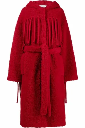 Stella McCartney Fringed belted teddy coat