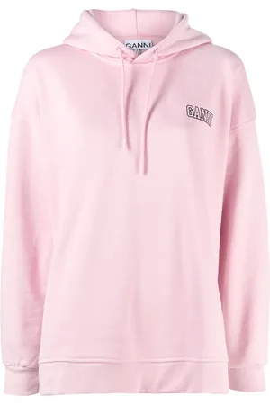 Ganni Logo-embroidered long-sleeve hoodie