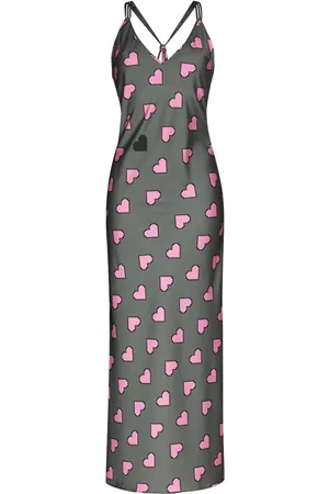 Natasha Zinko Pixel hearts-print slip dress