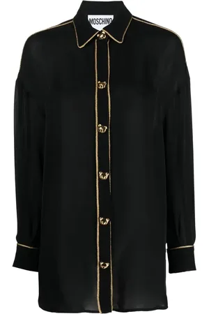 Moschino Logo-button silk shirt