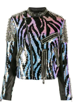 Philipp Plein Zebra leather biker jacket