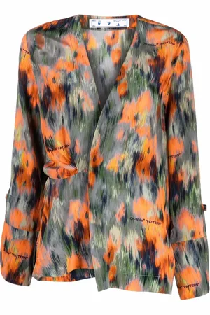 OFF-WHITE Graphic-print silk blouse
