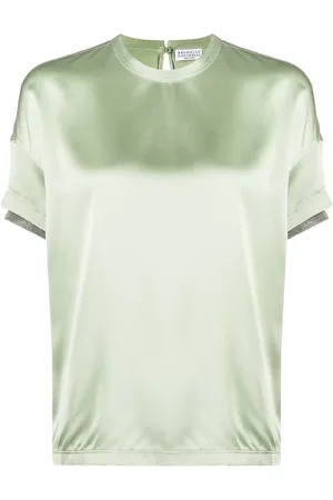 Brunello Cucinelli Satin short-sleeve top