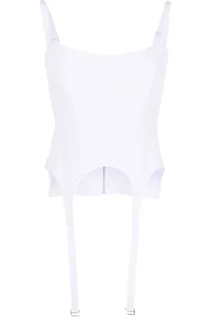 DION LEE Ribbed corset tank top